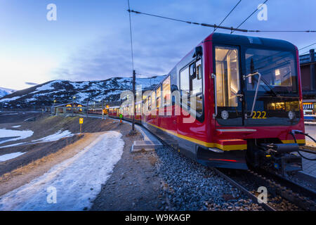 Train to Jungfraujoch, Kleine Scheidegg, Jungfrau region, Bernese Oberland, Swiss Alps, Switzerland, Europe Stock Photo