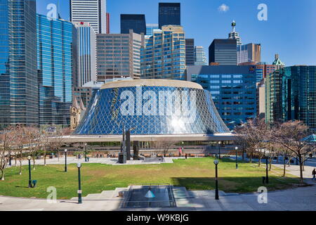 Toronto, Canada-12 October, 2018: Downtown Metro Square Plaza near and Roy Thompson Concert Hall, a home to the Toronto Symphony Orchestra and Toronto Stock Photo