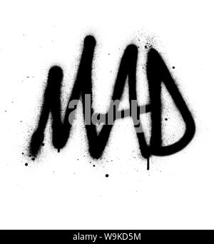 graffiti mad word sprayed in black over white Stock Vector