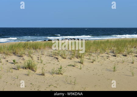 Ocean waves at Sea Girt, a New Jersey beach, on a sunny July day -04 Stock Photo