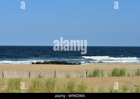 Ocean waves at Sea Girt, a New Jersey beach, on a sunny July day -09 Stock Photo