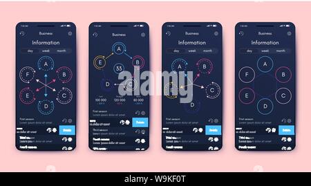 Different UI, UX, GUI screens and flat web icons for mobile apps Stock Vector