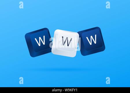 WWW word written with computer keyboard buttons. World Wide Web. Internet website concept. Computer keyboard keys. WWW concept. Vector illustration Stock Vector
