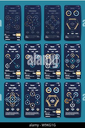 Different UI, UX, GUI screens and flat web icons for mobile apps Stock Vector