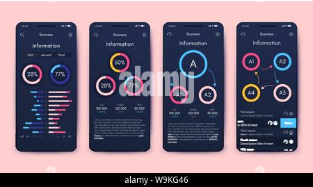 Different UI, UX, GUI screens and flat web icons for mobile apps Stock Vector