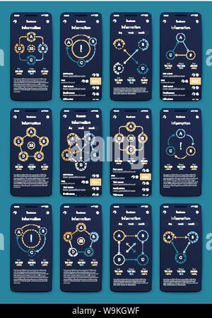 Different UI, UX, GUI screens and flat web icons for mobile apps Stock Vector