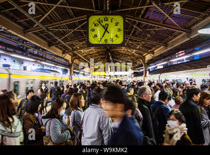 Crowded Train Platform Shinjuku Station Tokyo Stock Photo