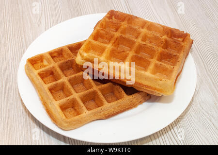 Belgian waffles on a plate classic Stock Photo
