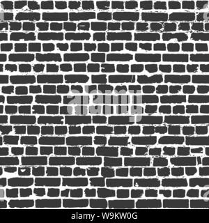 Gray bricks in worn out brick wall seamless pattern Stock Vector