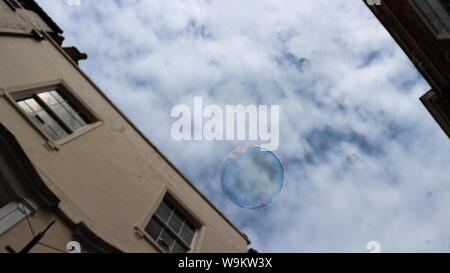 Soap bubbles in the streets of York Stock Photo