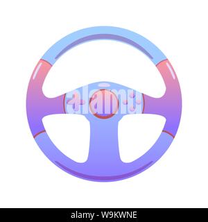 game steering wheel on an isolated background, bright flat icon in lilac and red colors. white background vector Stock Vector