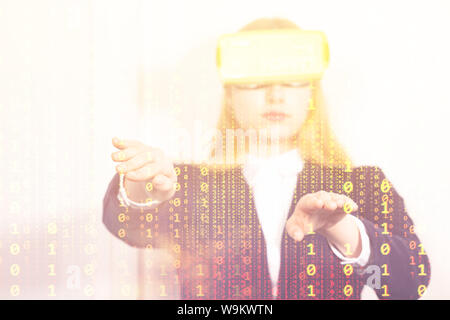 Using virtual reality glasses wearable device on Stock Photo