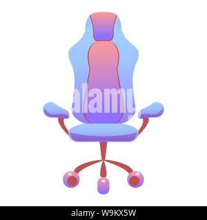 Gaming chair on isolated background, bright flat icon in lilac and red colors. white background vector Stock Vector