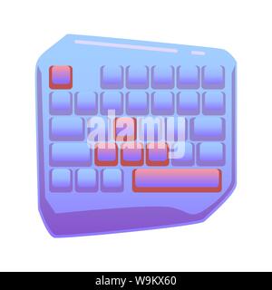 One Hand Gaming Keyboard, Gaming keypad, Mini Gaming Keyboard on isolated background, bright flat icon in lilac and red colors. white back vector. Stock Vector