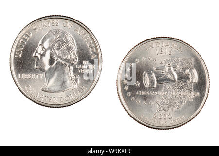 Indiana Coin Indiana state commemorative quarter coin isolated on white background ...