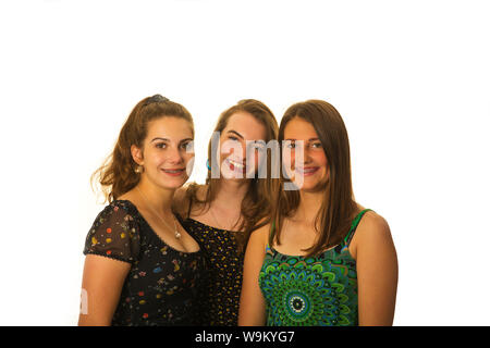 Three teenage girls in a studio Stock Photo
