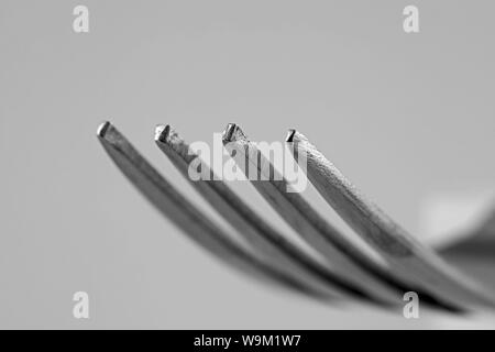 extreme close up of fork tines Stock Photo