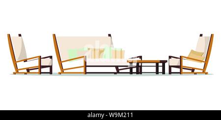 Vector flat design porch zone furniture illustration. Stock Vector