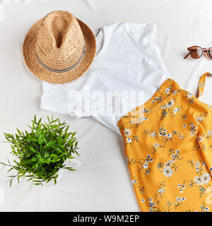 fashion clothes and accessories for unforgettable summer holiday. clothes which make you travel happier Stock Photo