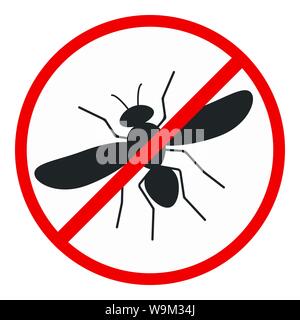 No mosquito flat design icon isolated on white background. Stock Vector