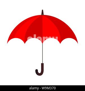 Flat design vector illustration of classic elegant opened red umbrella cane icon Stock Vector