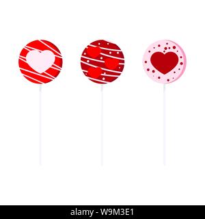 Sweet and delicious lollipops collection flat cartoon style illustration Stock Vector