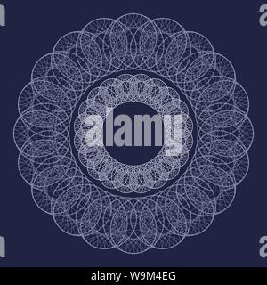 Guilloche decorative rosette design element. Round pattern for certificate, note, ticket, reward, diploma, voucher design. Abstract colored circle Stock Vector