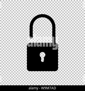 Lock icon flat style isolated on transparent background, Security padlock symbol vector illustration design. Stock Vector