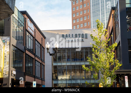 Arlington, Virginia - August 7, 2019: Ballston Quarter, a retail and restaurant area in the trendy neighborhood. This is in the space of the former Ba Stock Photo