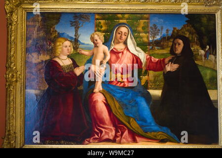 Painting of Mary with child in the Grand Palace, Peterhof, Petrodvorets, Saint Petersburg, Russia Stock Photo