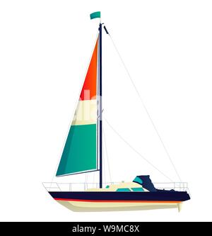 Sailing yacht isolated on white background. Vector Stock Vector Image ...