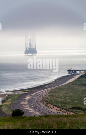 Oil Platform on Cromarty Firth, viewed from Nigg Hill Stock Photo