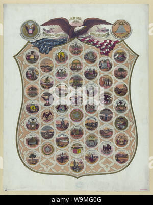 Arms of the states and territories of the American union Stock Photo