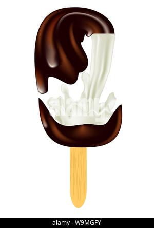 ice cream with chocolate isolated on white background Stock Vector