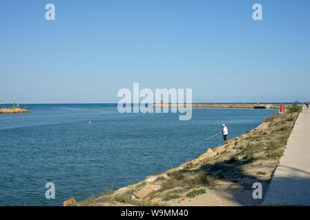 Mouth of the River Segura - gola del rio segura - in Guardamar del Segura on the Mediterranean Sea, Alicante, Spain Stock Photo