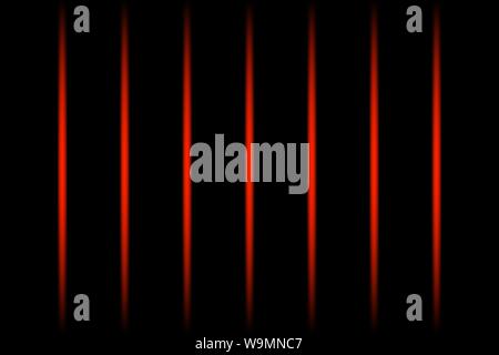 3d red vertical fading neon light elements on black background. Futuristic abstract pattern. Stock Vector