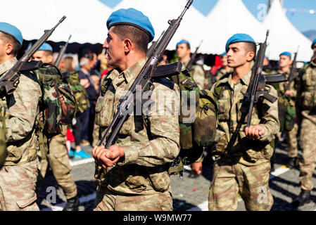 Izmir, Turkey - October 29, 2015: Turkish Commandos walking with military step In Izmir Turkey on Republic day of Turkey 29 October 2018. Stock Photo