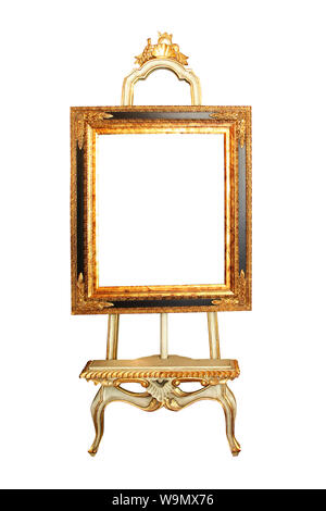 Floor easel with empty frame isolated included clipping path Stock Photo