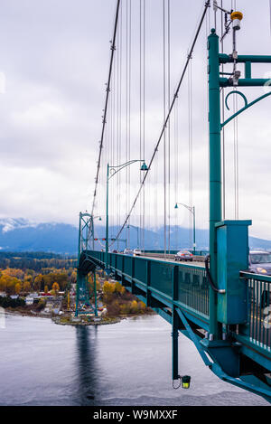 VANCOUVER, BC, CANADA - OCTOBER 30, 2018: The Lions Gate Bridge, connects Vancouver to the North Shore across Burrard Inlet. Stock Photo