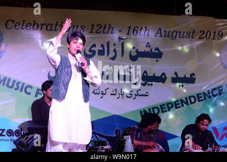 QUETTA, PAKISTAN, Aug 14-2019: Pakistani Drama Artist Abdullah Achakzai performing during musical event the celebration of Pakistan Independence Day a Stock Photo