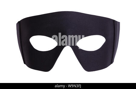 Black Fabric Hero Mask Isolated on White. Stock Photo