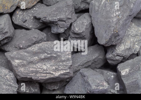 Fossil Fuel Coal Rocks Pile Background Close Up. Stock Photo