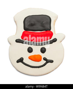 Snowman Christmas Cookie Isolated on White Background. Stock Photo