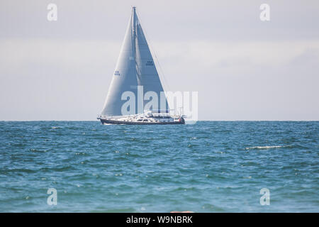 Luxury yacht sailing off the coast off Huntington Beach  Southern California ; USA Stock Photo