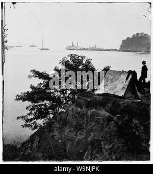 Belle Plain Landing, Virginia. Distance view of Belle Plain Landing on the James River Stock Photo