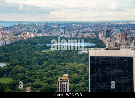 Central Park and North Manhattan seen from the top of the Rockefeller Center (NYC, USA) Stock Photo