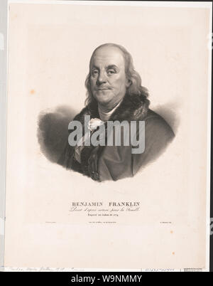 Benjamin Franklin - peint d'après nature pour la famille - exposé au Salon de 1779 / Duplessis pinxit ; A. Maurin, lith. Stock Photo