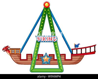 Viking ship ride on white background illustration Stock Vector