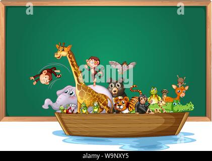 Frame design with many animals around border illustration Stock Vector ...