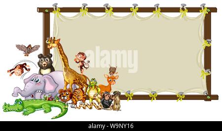 Border template design with cute crocodile illustration Stock Vector ...